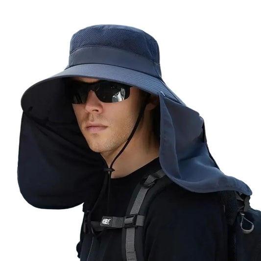 Outdoor Fisherman Hat Wide Brim Bucket Hat With Neck Hiking Cover