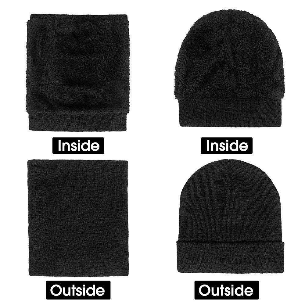 Mens Winter Beanie Hat And Neck Scarf Warmer Touch Screen Gloves Set