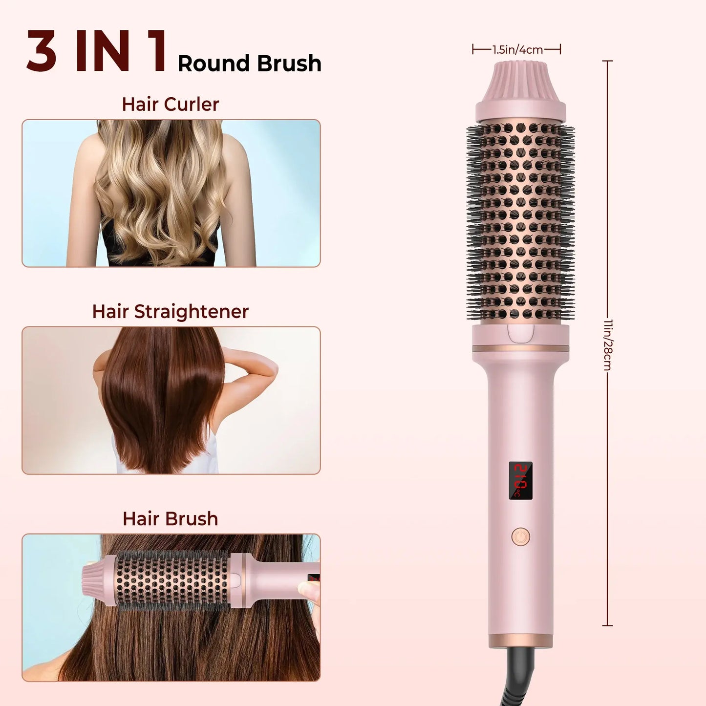 Professional Heated Curling Brush for Effortless Curls