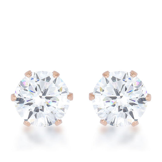 Reign 3.4ct CZ Rose Gold Stainless Steel Stud Earrings