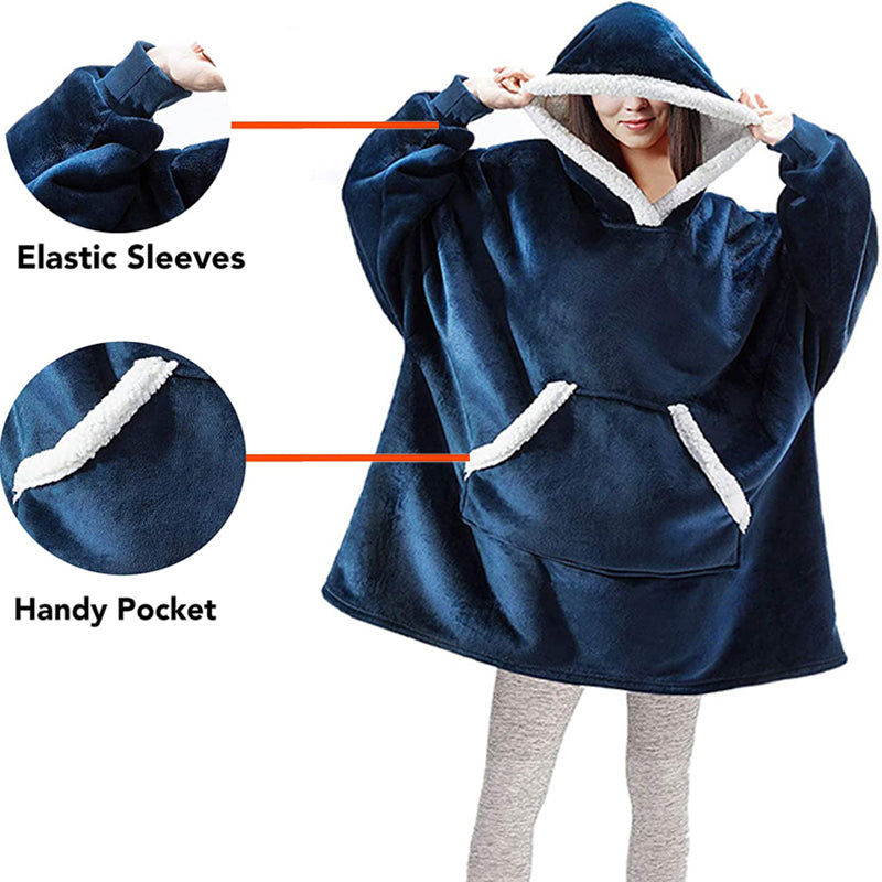 Winter Warm Fleece Wearable Hooded Blanket Fluffy TV Blanket Hoodie