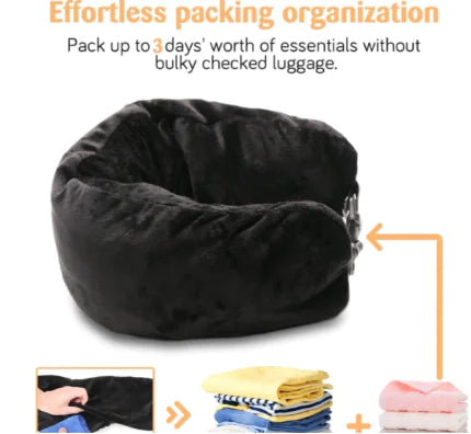 Innovative Travel U-Shaped Pillow with Refillable Clothing Storage