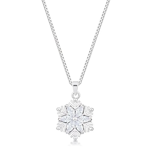 2.04Ct Rhodium Brilliant Marquise Snowflake Pendant