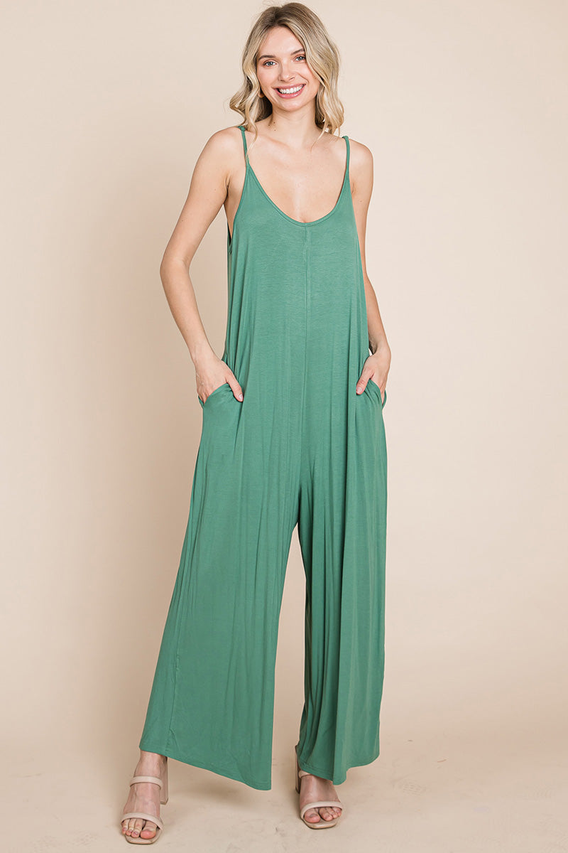 Sleeveless Wide Leg Pocketed Jumpsuit