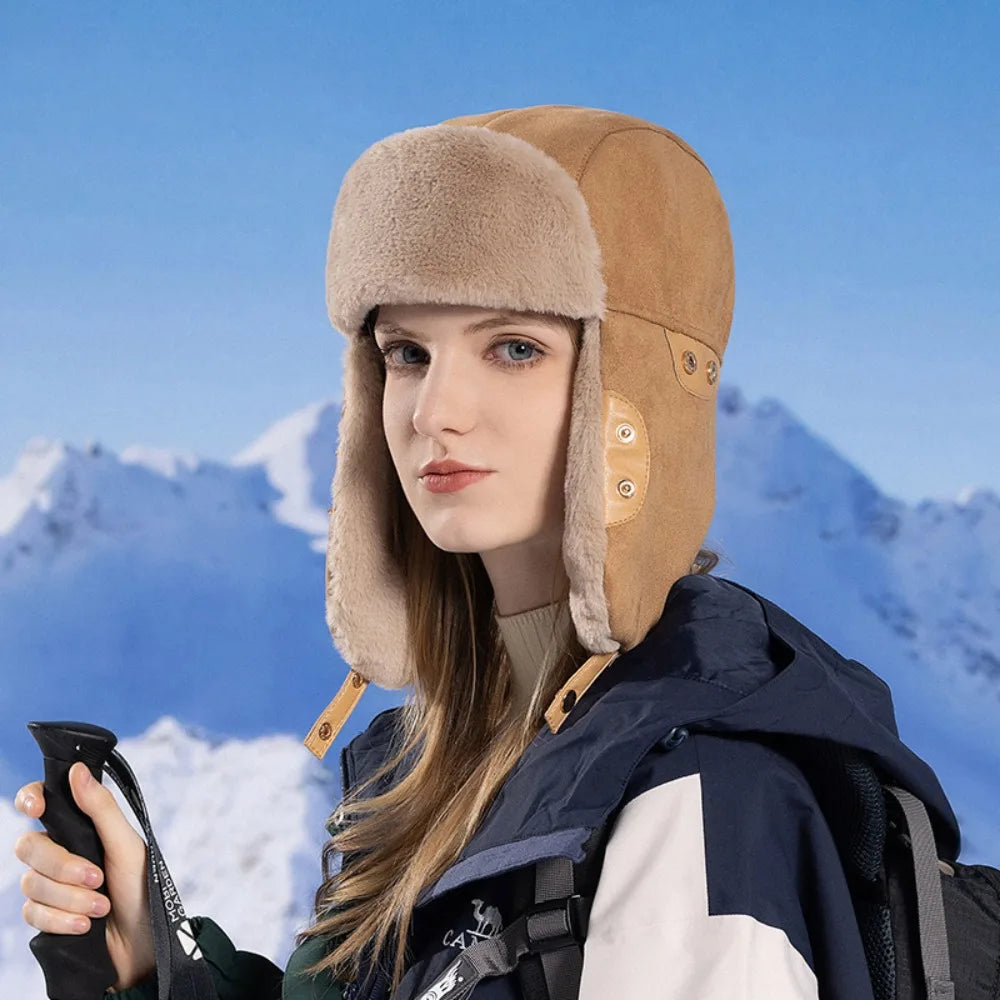 Cute Velvet Winter Hat Windproof Thick Lei Feng Hat Face Enhancing