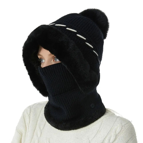 Warmer Knitted Hat Casual Winter Plush Ears Protection Cap