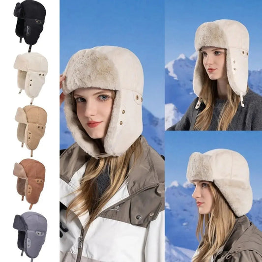 Cute Velvet Winter Hat Windproof Thick Lei Feng Hat Face Enhancing