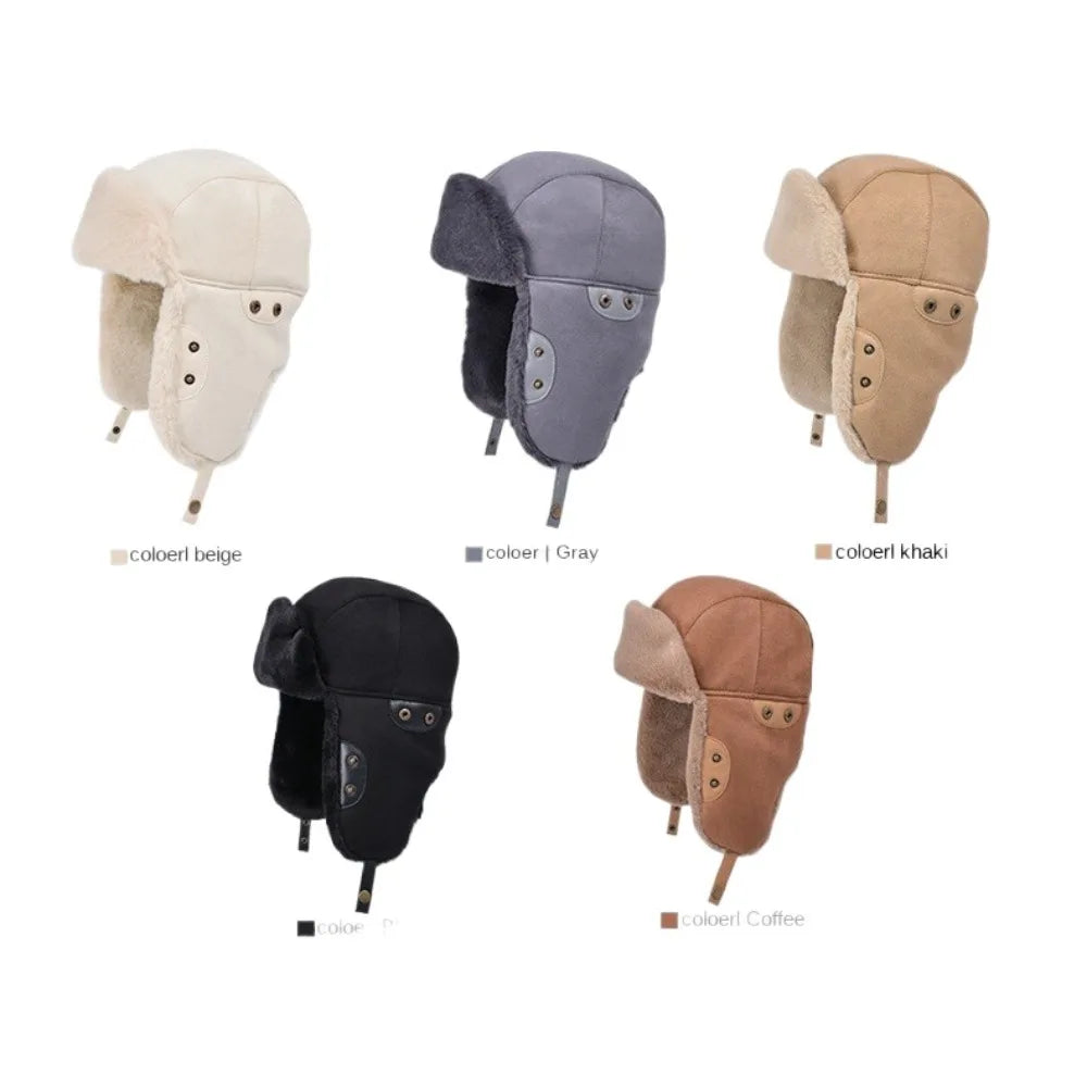 Cute Velvet Winter Hat Windproof Thick Lei Feng Hat Face Enhancing