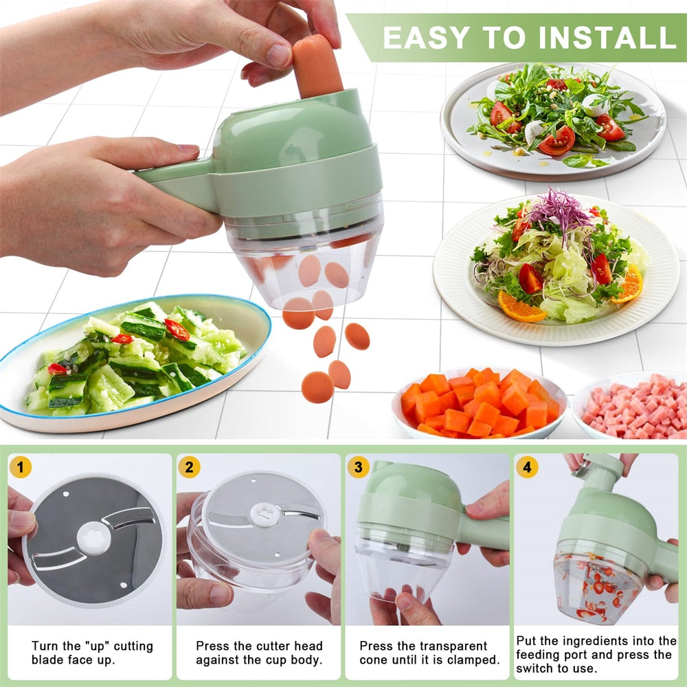 Portable Handheld 4 in 1 Electric Vegetable Slicer