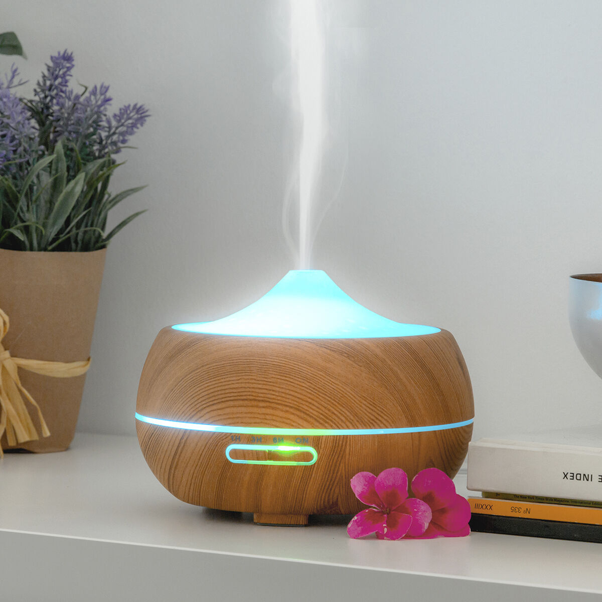 Aroma Diffuser Humidifier with Multicolour LED Wooden-Effect