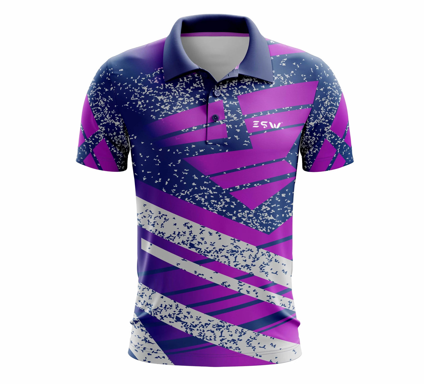 Men Printed Polo Neck Polyester, Blue Pink T-Shirt