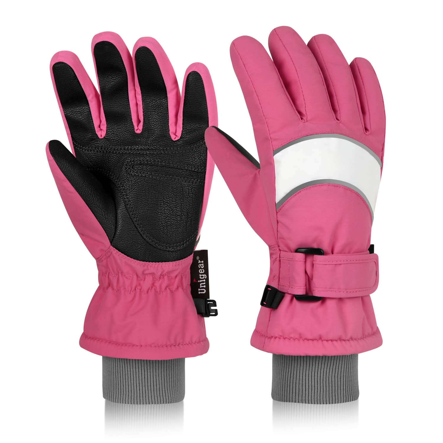 Kid Winter Ski Gloves S4 in pink with 3M Thinsulate insulation and waterproof nylon fabric, ideal for outdoor fun.