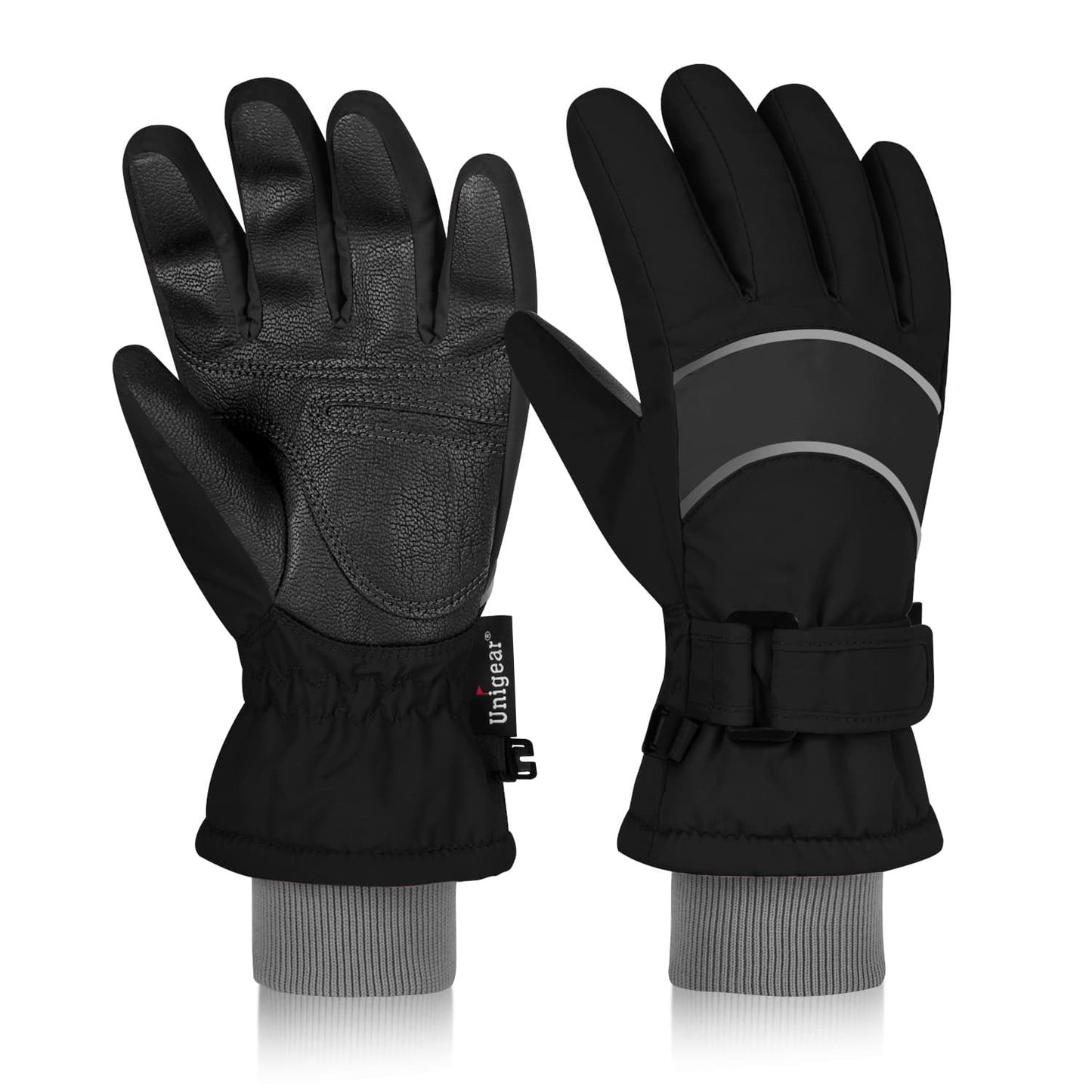 Pair of Kid Winter Ski Gloves S4 with 3M Thinsulate insulation and waterproof nylon fabric, designed for warmth and protection.