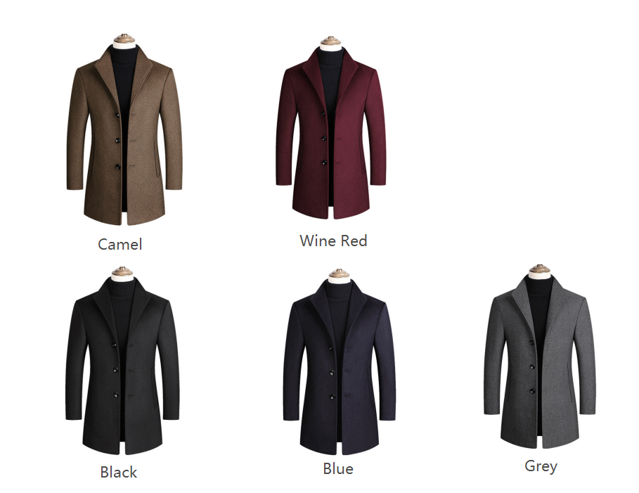 High Quality Men Coats Autumn Winter Solid Color Men's Wool Jacket