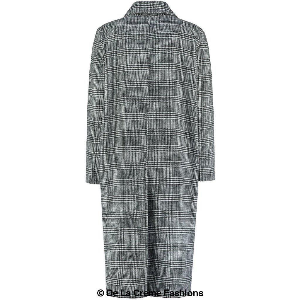 De La Creme - Womens Prince Of Wales Check Wrap Long Coat