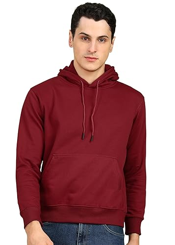 Men's Cotton Fleece Hooded Hoodie (Size-S) (Color-MAROON)