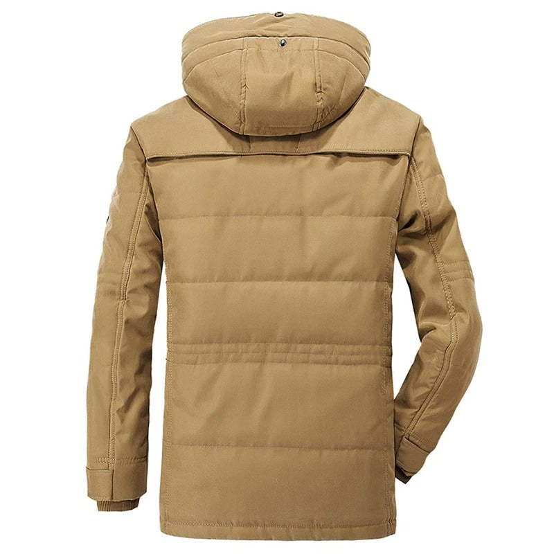 Mens Hooded Winter Parka Coat with Inner Fleece