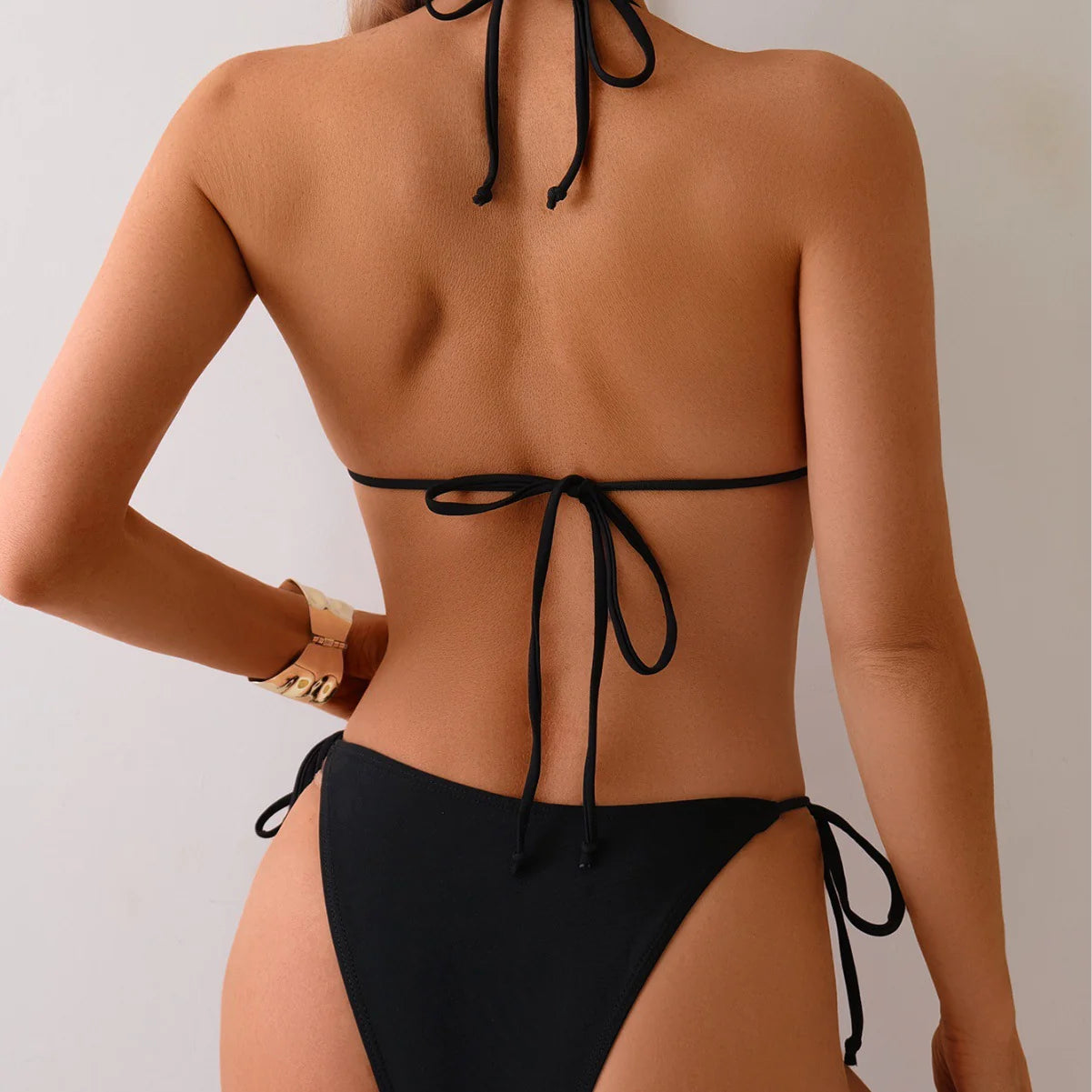 Dazzling Siren Metal Bead Split Two-Piece Swimsuit