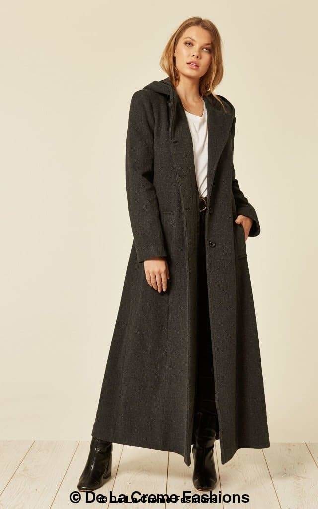 Oversized Wool Blend Hooded Long Coat (1716)