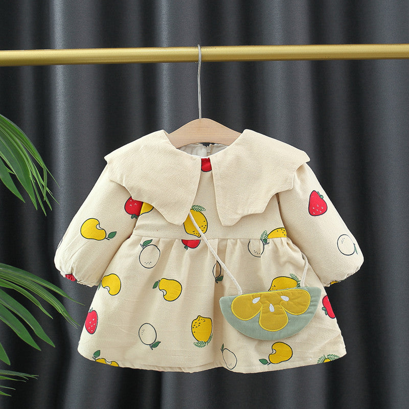 Autumn and Winter New Arrival Baby Girls Long Sleeves Fruits Print