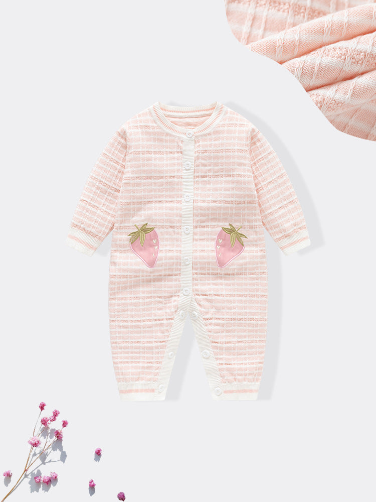 Autumn and Winter New Arrival Baby Girls Knitted Strawberry Pattern