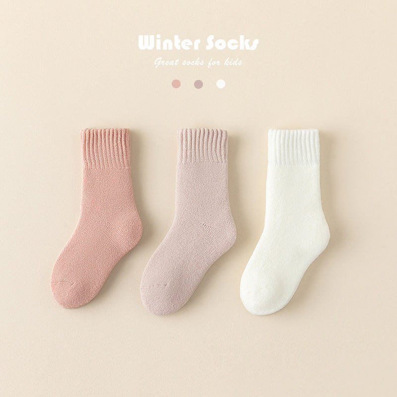 Winter/Autumn Candy-Colored Mid-Calf Socks in Combed Cotton for Warmth