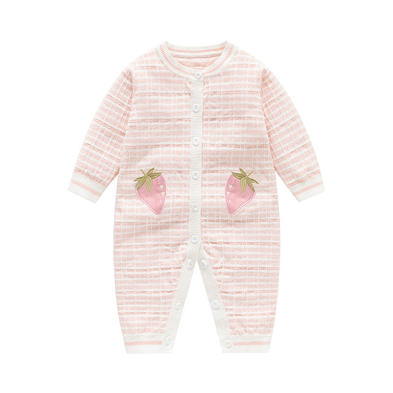 Autumn and Winter New Arrival Baby Girls Knitted Strawberry Pattern