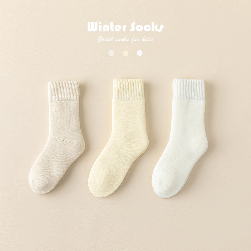 Winter/Autumn Candy-Colored Mid-Calf Socks in Combed Cotton for Warmth