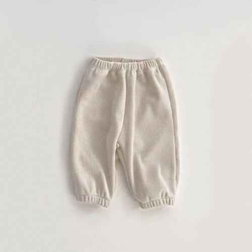 Baby Solid Color Fleece Thermal Lantern Pants In Autumn Winter