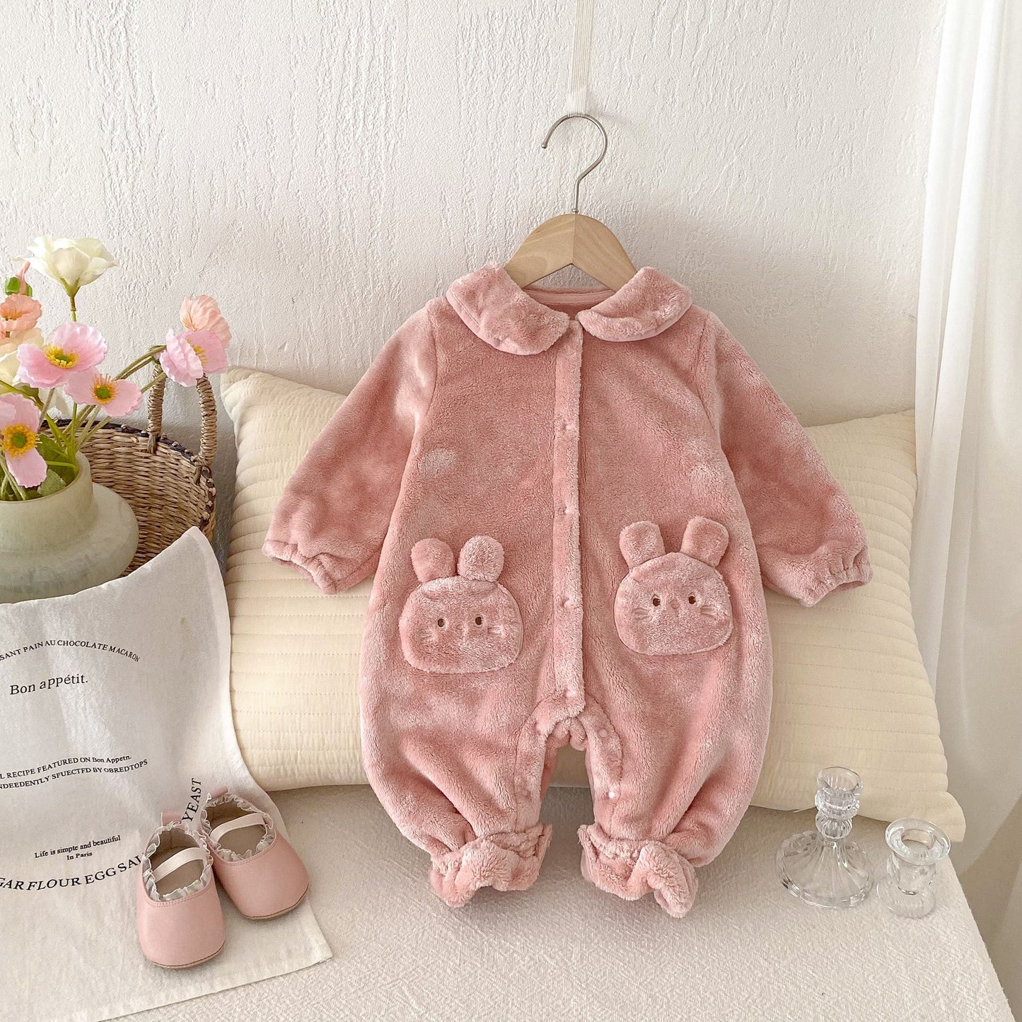 Winter New Arrival Baby Girls Cute Rabbits Pattern Warm Double-sided