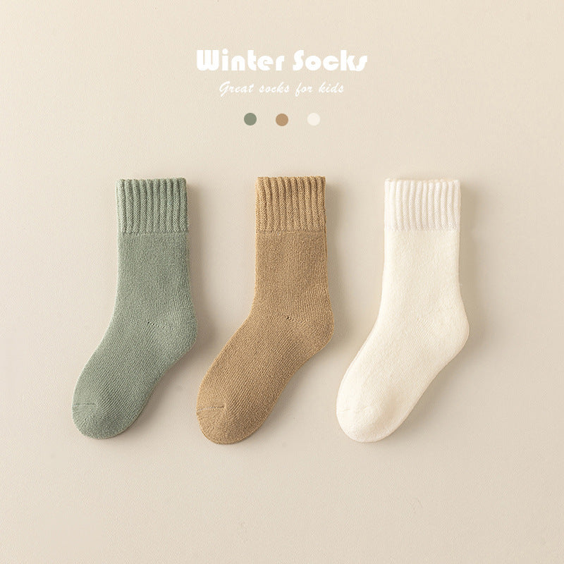 Winter/Autumn Candy-Colored Mid-Calf Socks in Combed Cotton for Warmth