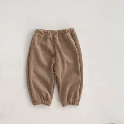 Baby Solid Color Fleece Thermal Lantern Pants In Autumn Winter