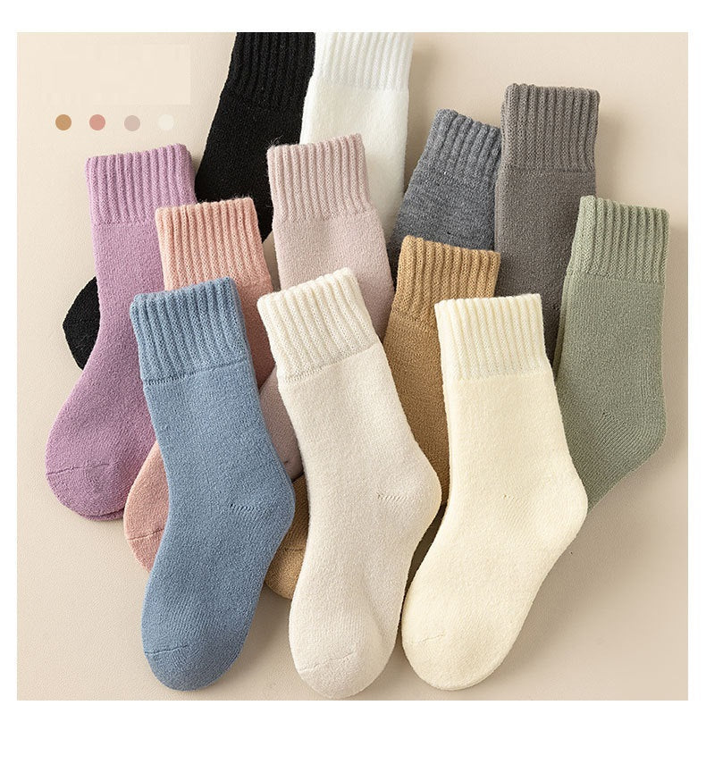 Winter/Autumn Candy-Colored Mid-Calf Socks in Combed Cotton for Warmth